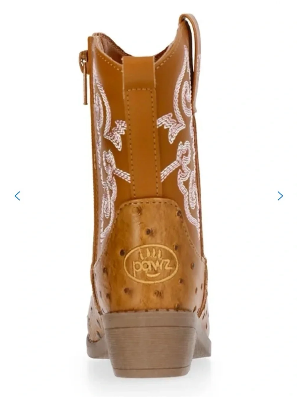 Pawz Youth Girl's Pull-on Brown Stitching Detail Western Cowboy Boots